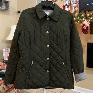 Crown & ivy quilted jacket, Hunter/Dark Green size M.